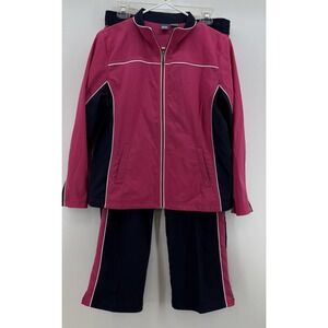 2 Piece Women's SJB Active Wear Long Sleeve Jacket/Pants Pink Blue Size PM